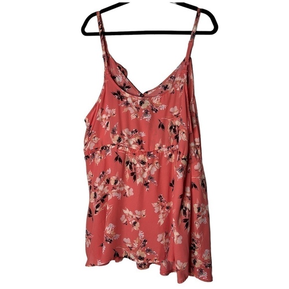 Torrid Coral Georgette Ruffle Front Floral Animal Print Adjustable Cami - Picture 10 of 11
